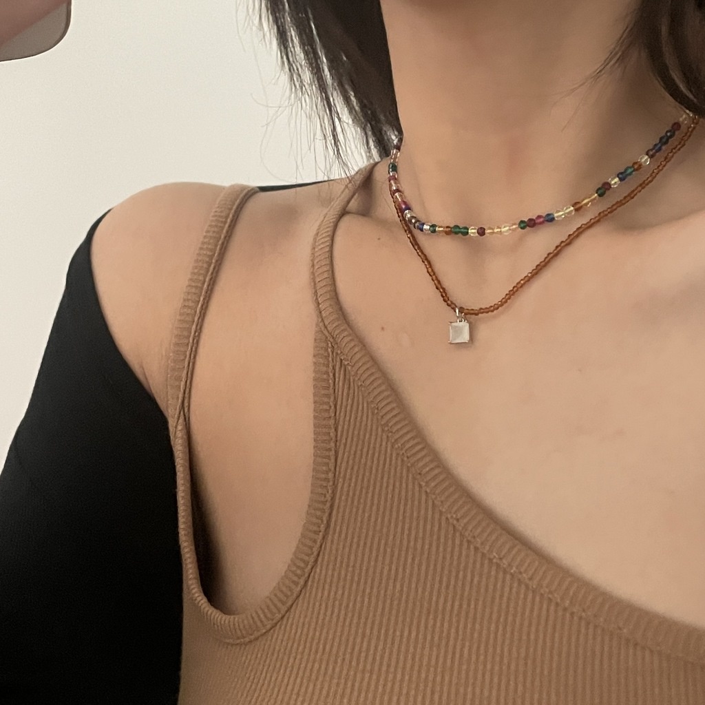 Kalung Manik-Manik Warna-Warni Gaya Retro Korea