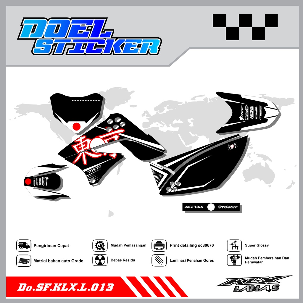 Sticker Striping Honda KLX L , S Lama List Variasi Hologram , Crome Doel 013