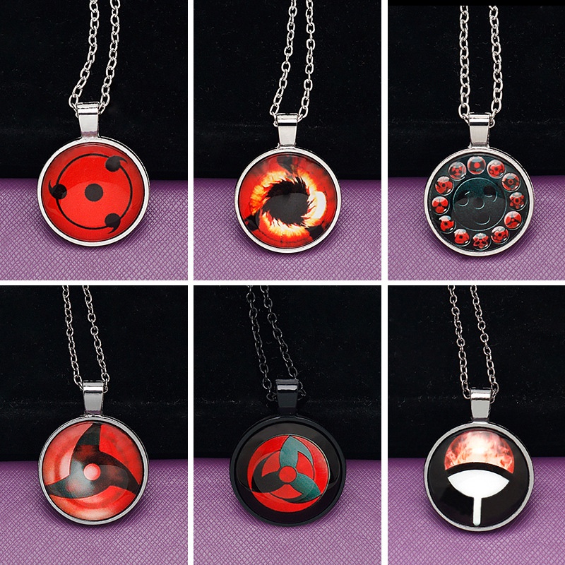 Kalung Rantai Dengan Liontin Anime Naruto Sharingan Uchiha Itachi Untuk Pria