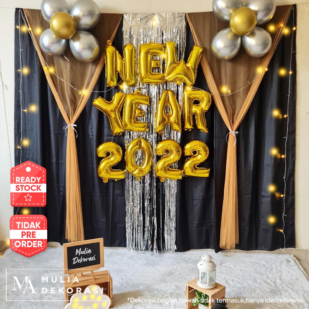 Dekorasi New Year Tahun Baru Backdrop PhotoBooth DIY Paket Mulia New Year