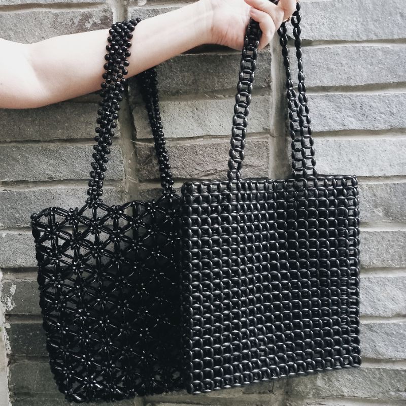 black beaded bag