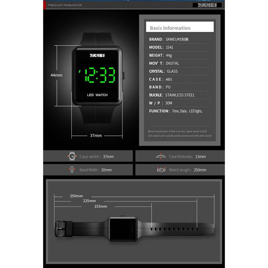 Jam Tangan Pria / SKMEI Digital LED 1541 / Jam Tangan Digital LED Original