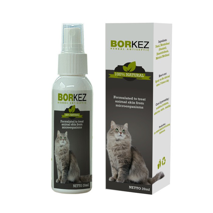 Borkez Herbal Antiseptic Kucing - Obat Kudis Jamur Kutu Spray 30ml