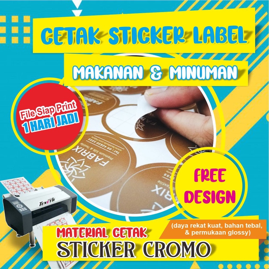 Jual Cetak Stiker Label Produk Makanan Cromo A3 Cutting Bulatkotakoval Dan Custom Indonesia 3026