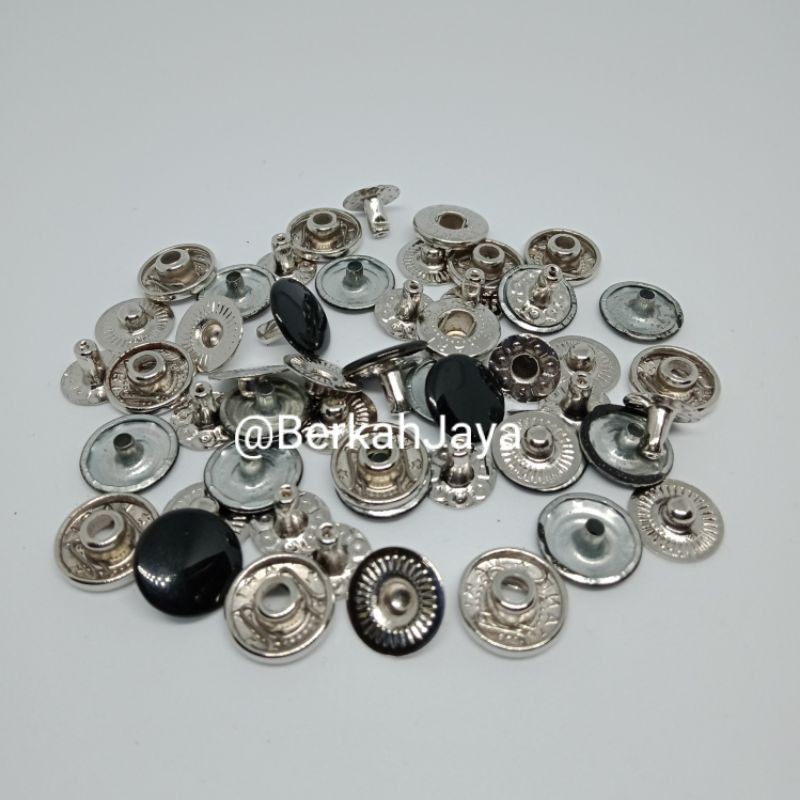 Kancing Cetet Besi Snap Button Diameter 12 mm Hitam 330