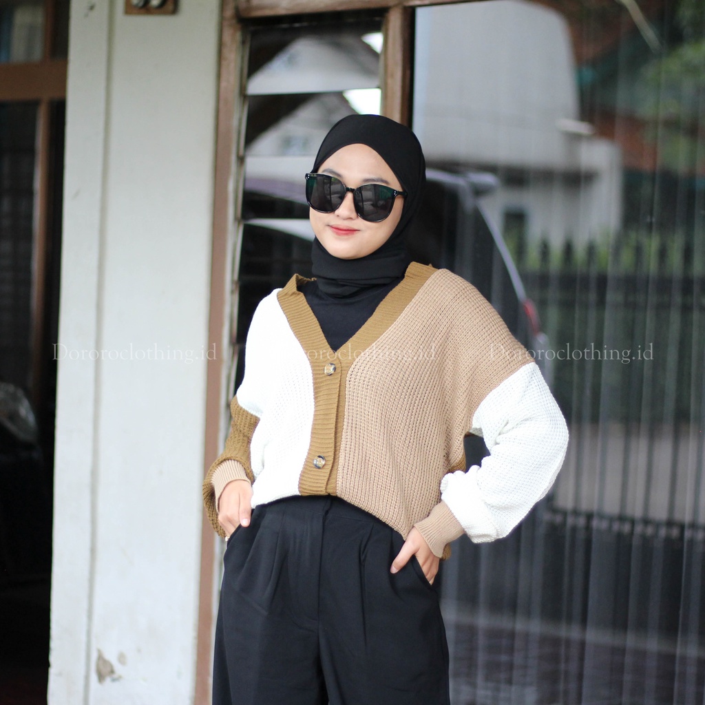 Kardigan Rajut Kancing Jumbo Cardigan Rajut Oversize Warna Mix Kombinasi