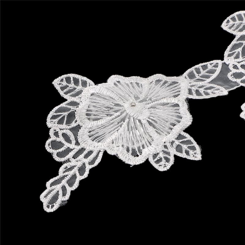 Lace Patch - White Flower Beading #09 (5pcs)