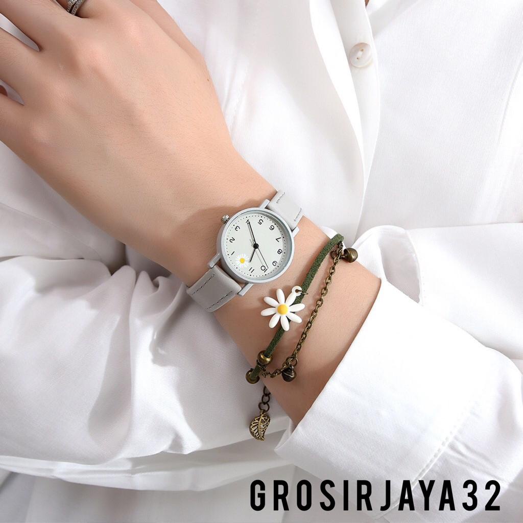 JAM TANGAN WANITA ASTRY DAISY ANALOG WATCH KALEP SINTESIS PU KOREAN FASHION