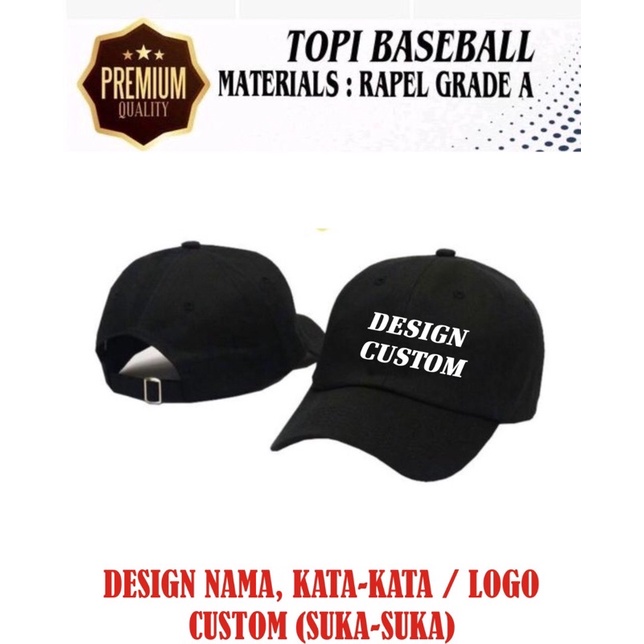 Topi Baseball Design Custom GRATIS Nama Logo Sendiri