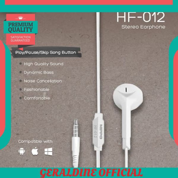 TERBAGUS Headset Earphone HIPPO Handsfree HF 012 HF-012 Original