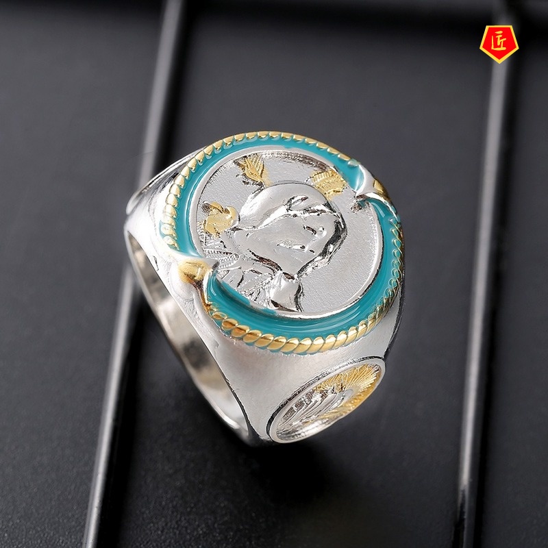 [Ready Stock]Men's Eagle Ring Western Ethnic Cowboy Style