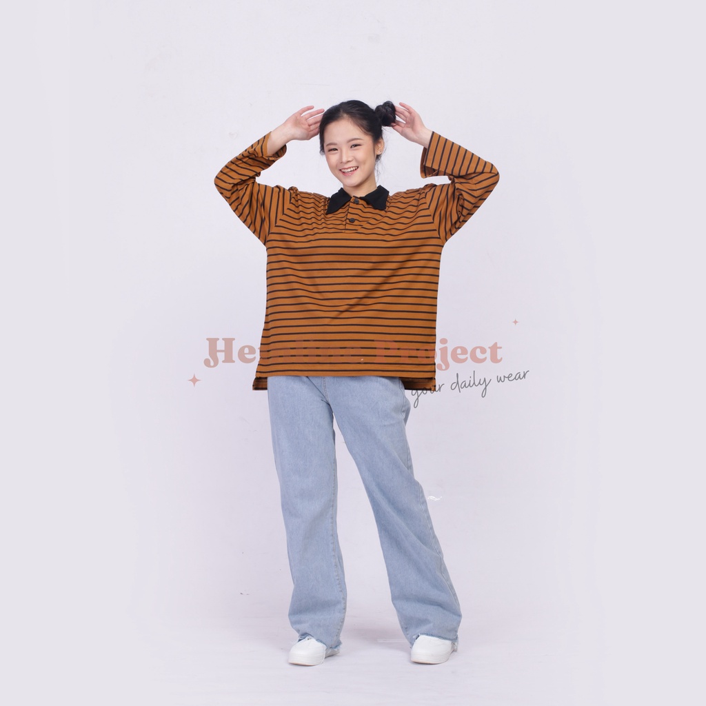 Hara Brown Oversized Stripe Top