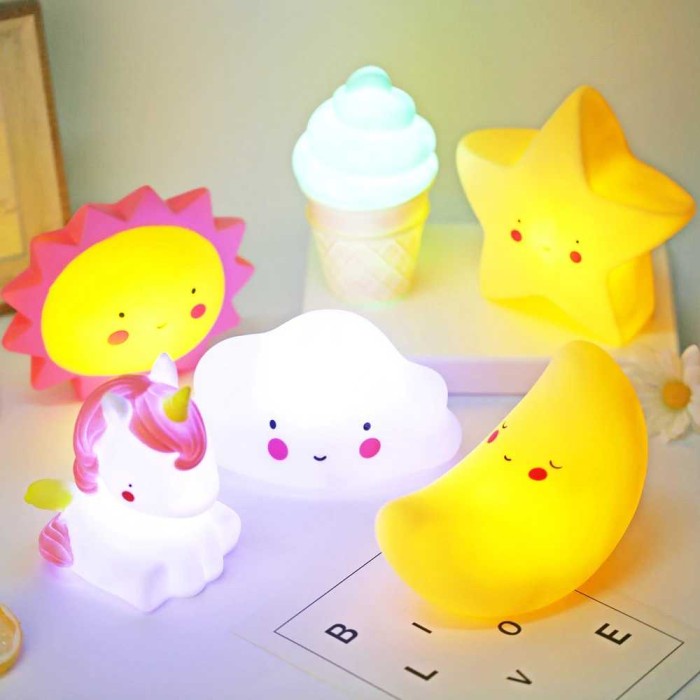 Lampu Tidur Anak LED Warm Light Cute Smiley FGHGF - FGH01 - Putih, Awan