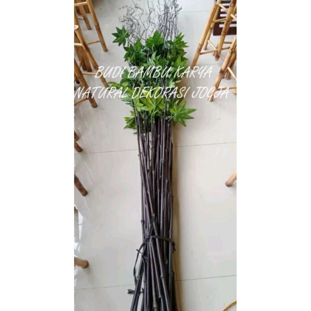 Promo Stick Daun Bambu Ulir Daun Maple / Daun Pepaya Warna Hitam