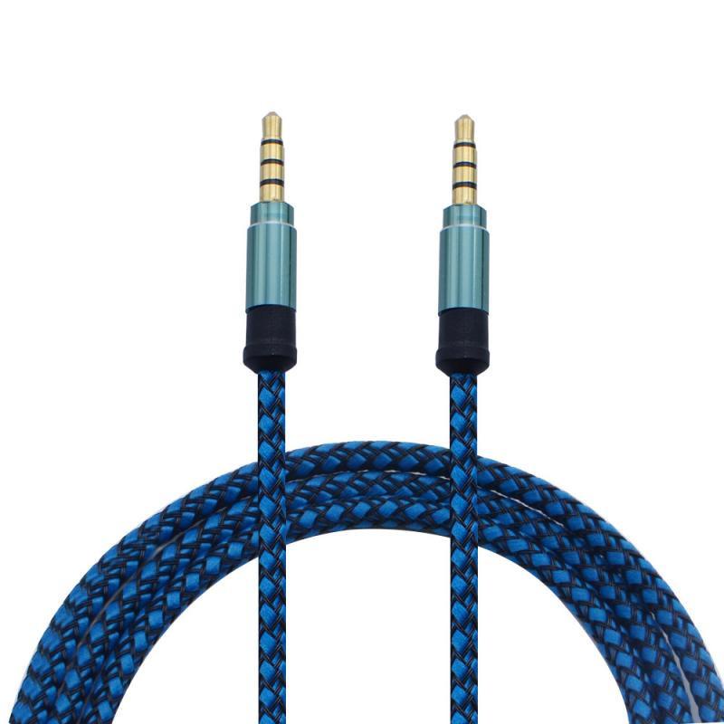 [Stock] 3.5MM Nylon Male-to-male-to-recording Braided Cable 1m Audio Auxiliary Cables Metal Shell Braided Audio Line