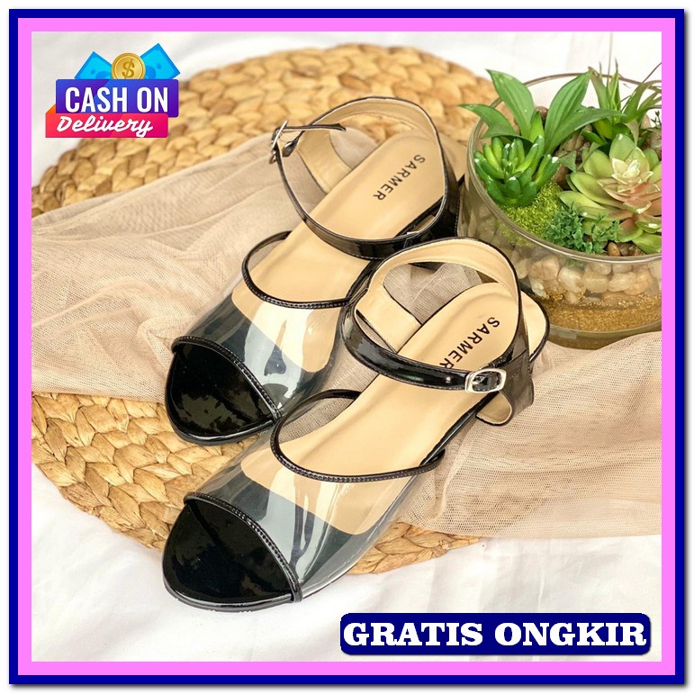 Sandal Heels Wanita Termurah Sandal Heels Wanita Kekinian Sandal Heels Sarmer - Ivorya Flat Black