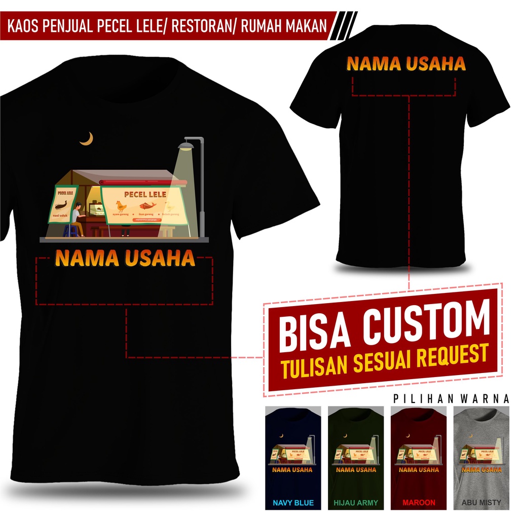 Kaos usaha penjual tukang pecel lele kedai desain bisa request
