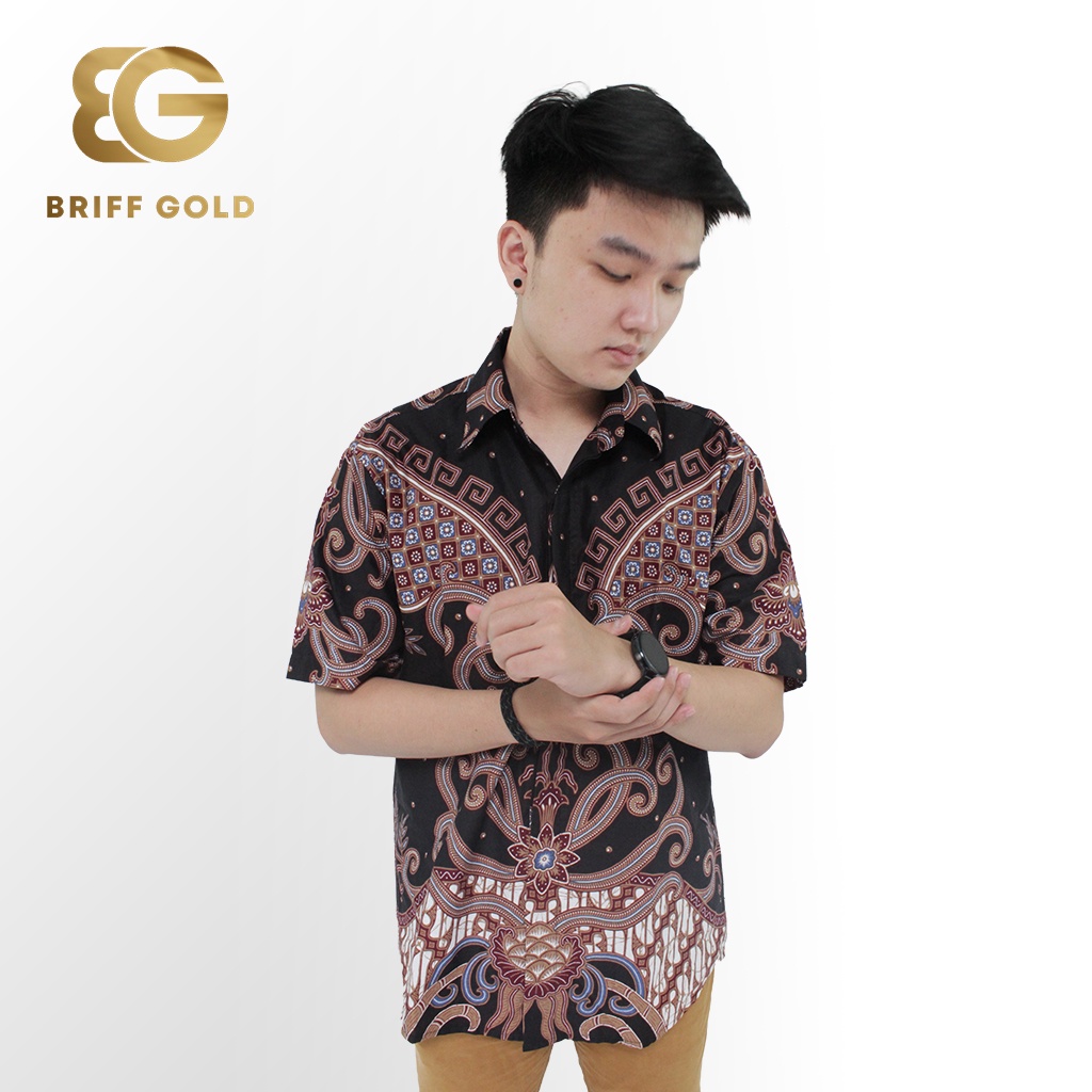 Pakaian Kantor Kemeja Batik Briffgold Motif Banyuwangi