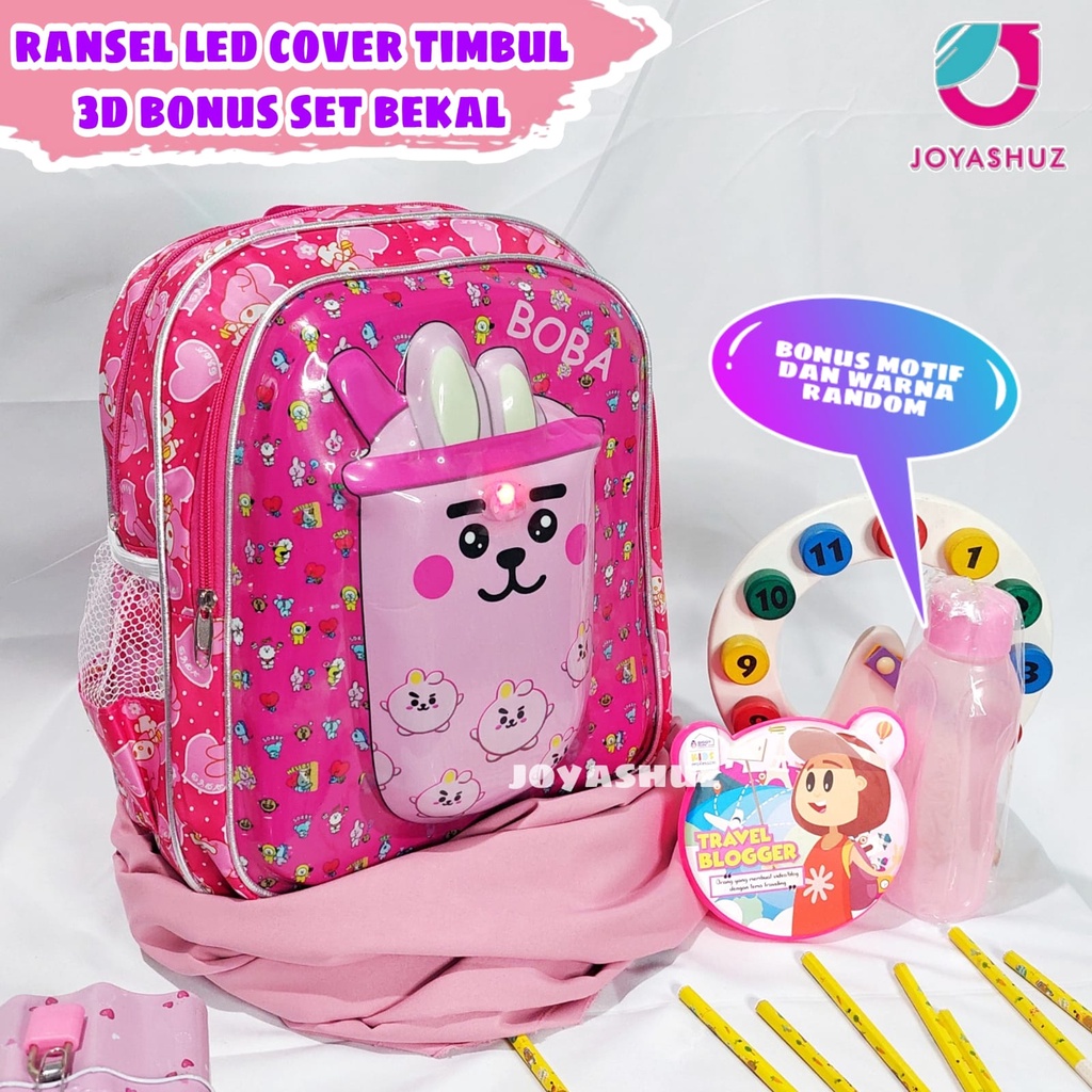 Tas Boba Anak Perempuan Berbonus - Ransel Boba Anak - Tas Anak SD - Tas Sekolah Anak Perempuan Boba Gratis Botol Dan Misting - Tas Anak Karakter Lucu - Joyashuz