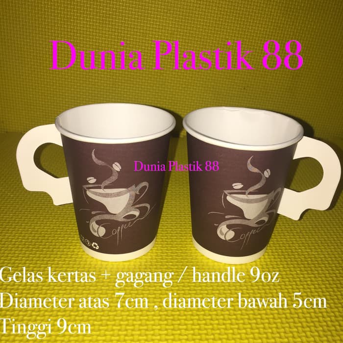 HARGA PC gelas kertas PAPER CUP foam kopi 9oz   pegangan GAGANG handle DP