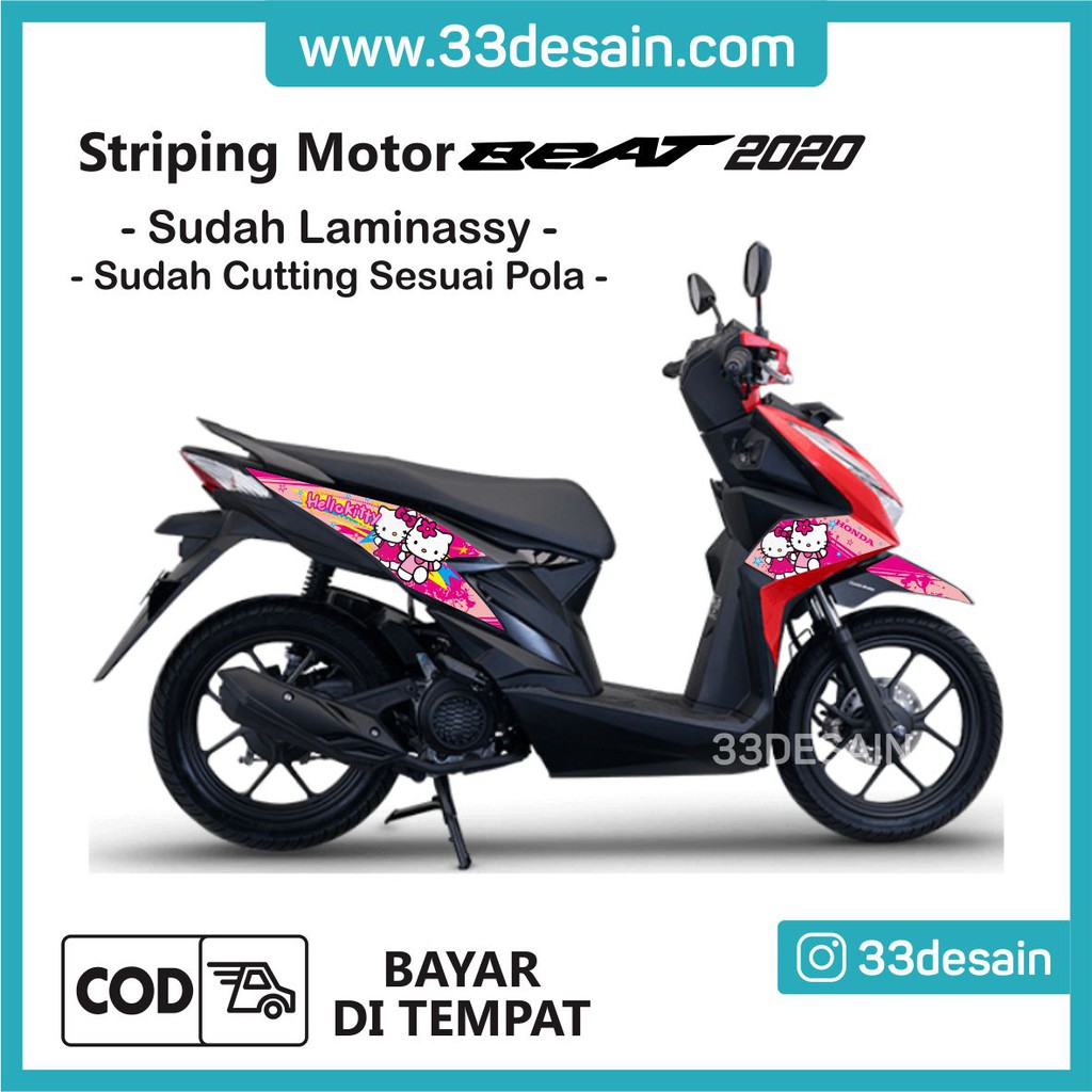 Aksesoris Stiker Motor Sticker Striping Motor Beat 2020 Hello Kitty 17 33Desain Shopee Indonesia