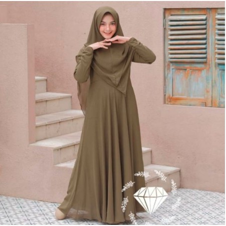 Khadijah Baju Gamis Syari Plus Hijab Panjang Games Syar I Jubah Wanita Bonus Khimar Kerudung Muslim