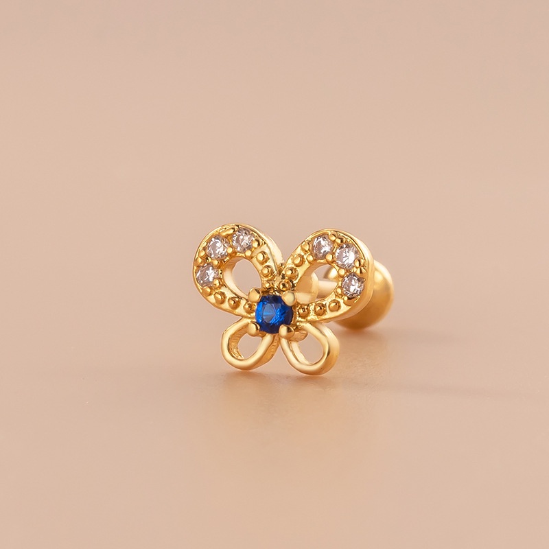 1pc Anting Stud Bentuk Kupu-Kupu Bahan Baja Hypoallergenic Panjang 6mm Untuk Wanita