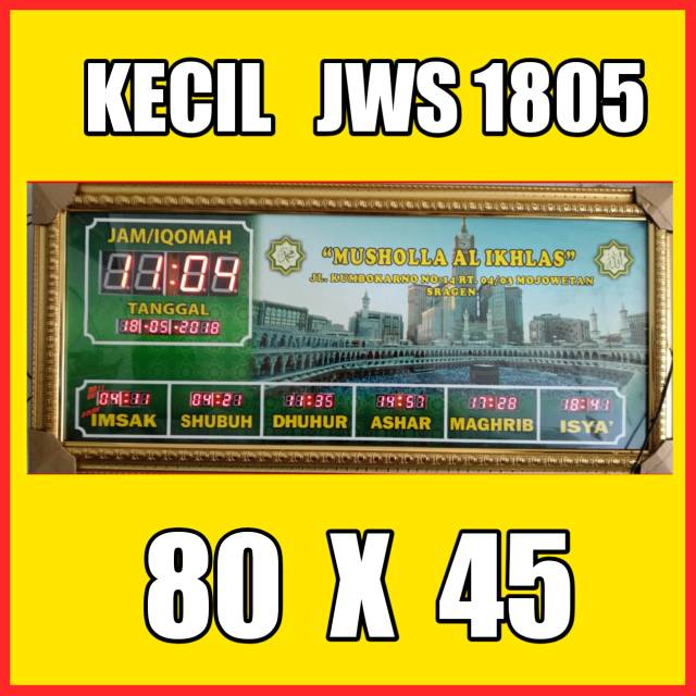 KECIL JWS1805 / Jam dinding digital masjid murah di solo jawa tengah berkualitas bergaransi 1 tahun
