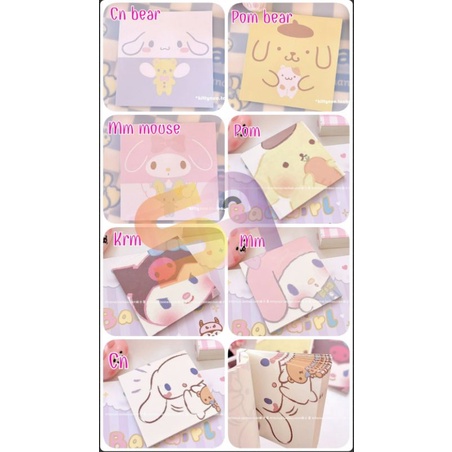 

POST IT SANRIO KOTAK HELLOKITTY MYMELODY CINNAMONROLL POMPURIN KUROMI