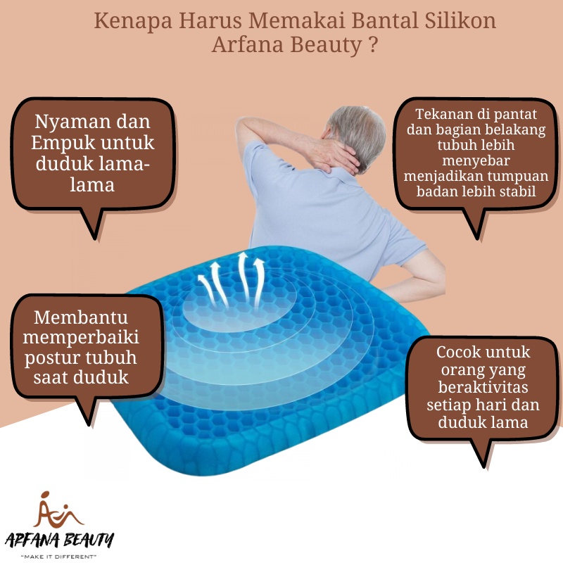 Bantal Terapi Duduk Silikon Bantalan Alas Duduk Silikon Gel  Tebal Memperlancar Aliran Darah