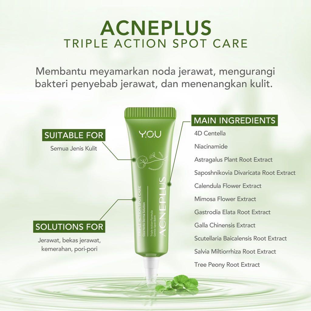 [BPOM &amp; ORI] YOU Acne Plus Triple Action Spot Care 15g Gentle Acne - Clearing Treatment | ACNEPLUS Toner Spot Care Serum Moisturizer BPOM | Y.O.U OBAT TOTOL JERAWAT