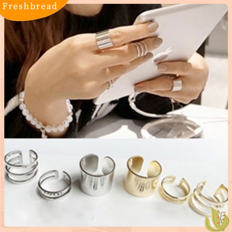 [Fresh] 3Pcs / Set Cincin Buku Jari Aneka Bentuk Warna Silver untuk Wanita