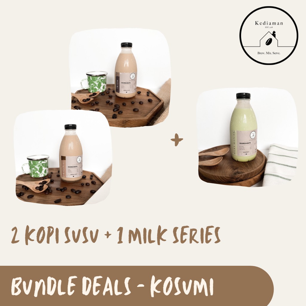 

Bundle Minuman Kopi dan Susu KOSUMI 350ml Drink (3 bottles) Kopi Susu