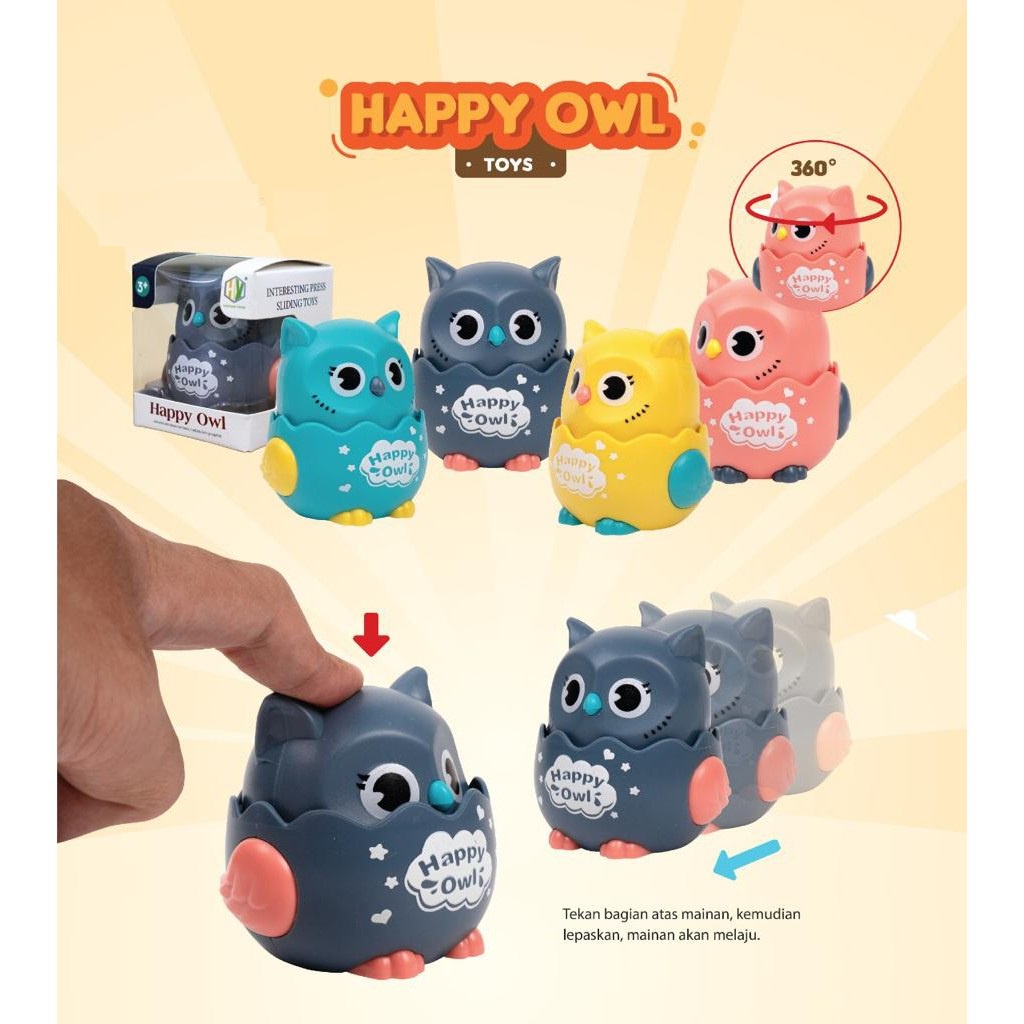 Happy Owl Mainan Edukasi  Anak Press n Go Burung Hantu Box