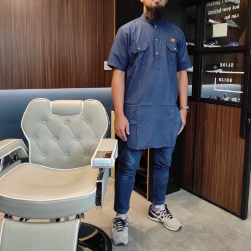 Gamis Kurta Pria Polos Lengan Pendek Katun Madinah