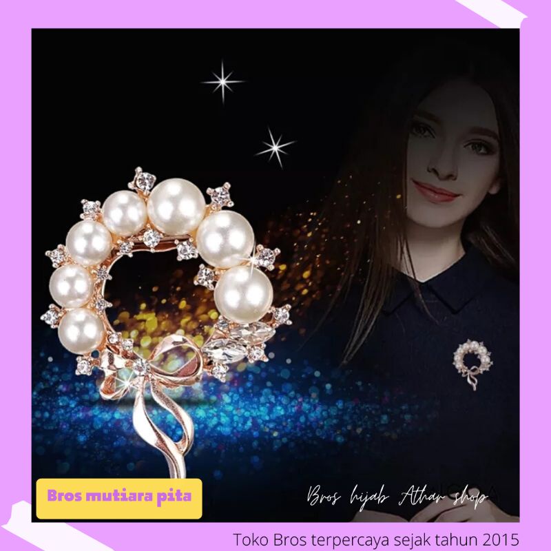 Athar shop COD Bros mutiara kristal fashion korea aksesoris fashion pin bros tuspin-Mp D gold