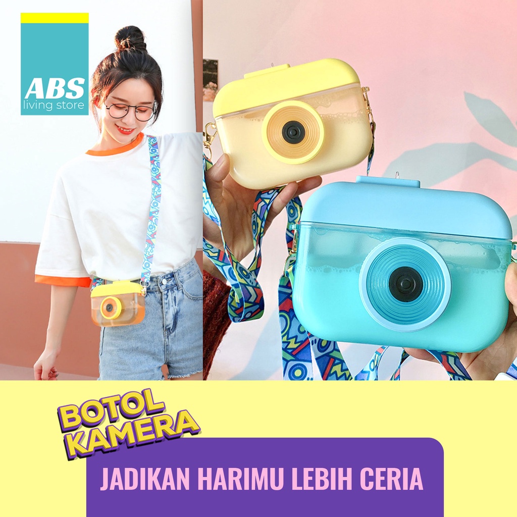 ABS Camera Bottle / Botol Kamera Unik / Botol Minum Anak Free Sticker Karakter 400ml BPA FREE-5