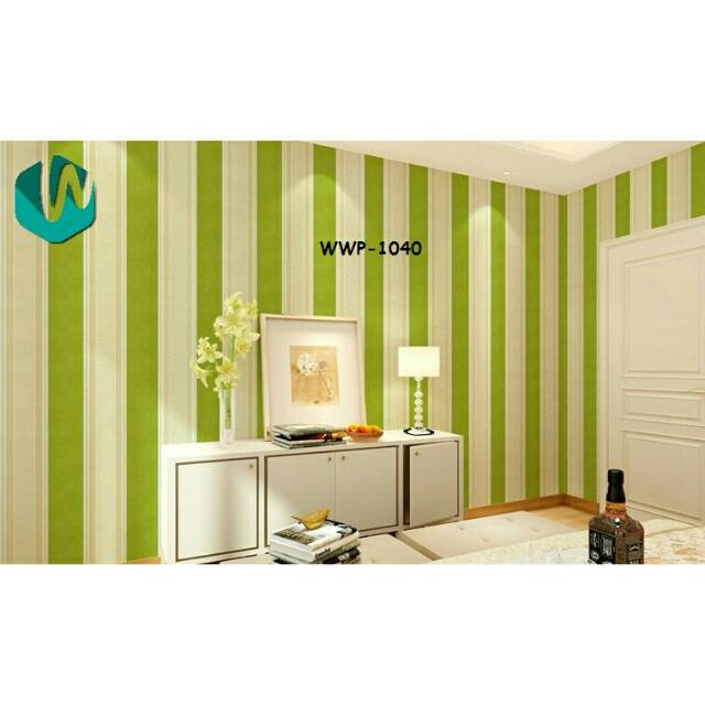 Wallpaper Sticker Uk. 45 CM X 9 METER / Walpaper Garis / Lapis Hijau