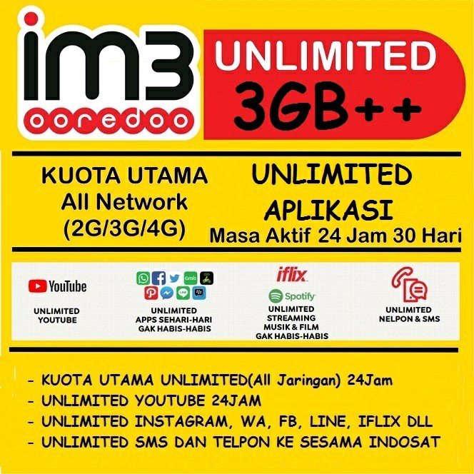 Im3 3GB Unlimited Youtube Indosat