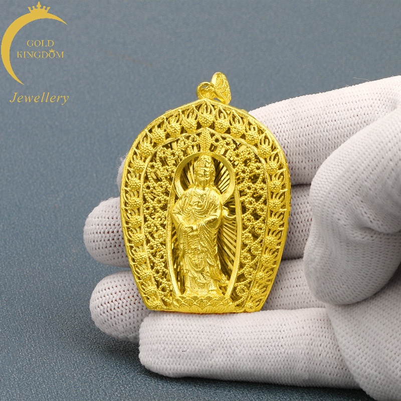 Kalung Liontin Guanyin Tuashi Lapis Emas Asli Kadar 375 Untuk Pria Dan Wanita