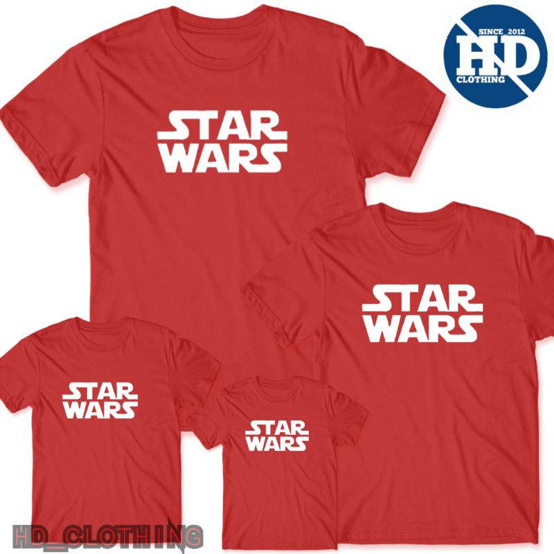 Kaos Couple Keluarga Motif Superhero Tulisan Starwars - HD Clothing