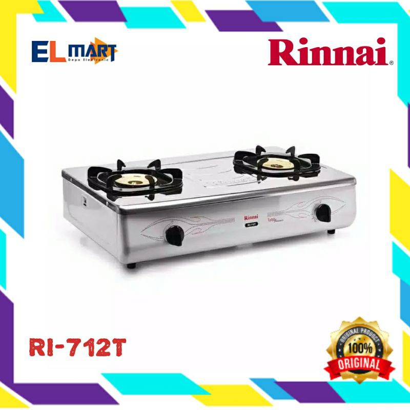 Rinnai Kompor Gas Turbo 2 Tungku RI 712T - RI712T - 712 Grande Series Ada Api Lilin original SNI