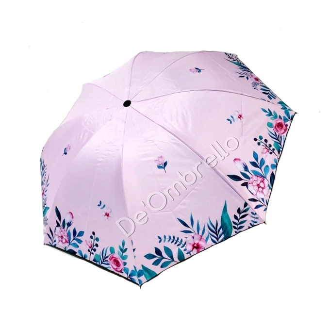 (521)Payung Fancy Motif Bunga Rose Dalam Hitam Anti UV/PREMIUM UMBRELLA