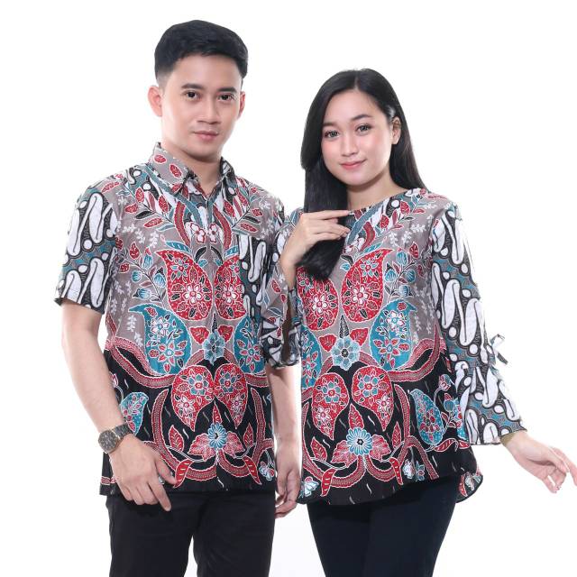 Batik Couple Atasan Batik Seragam Kantor Motif Daun Salam