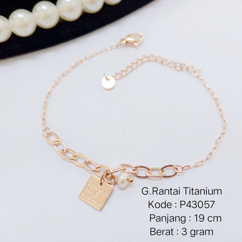 [BAYAR DITEMPAT] P43057 Gelang Tangan  Rantai Titanium  Wanita Fashion Kore Anti Karat Pusat Xuping 