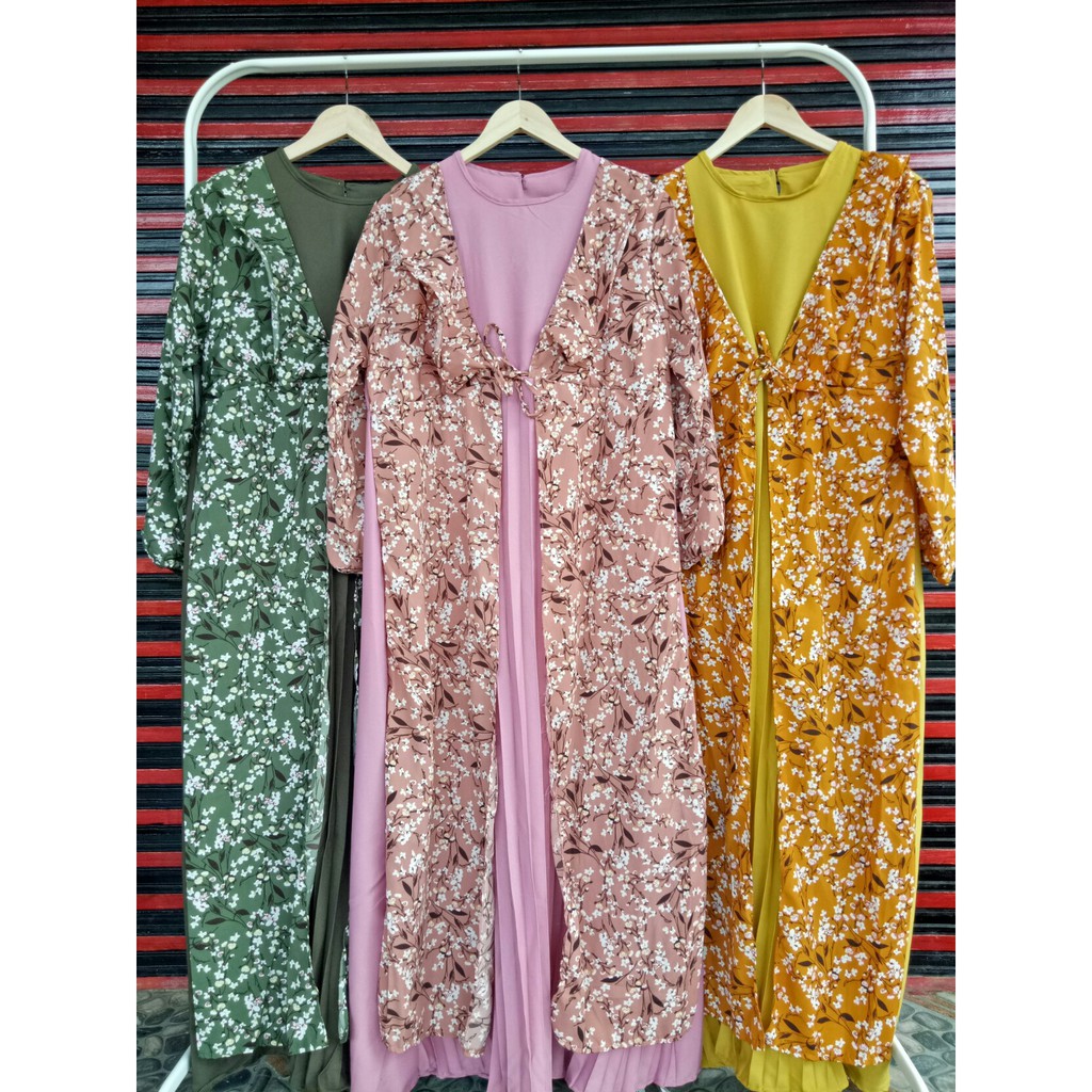 Gamis Bunga Plisket
