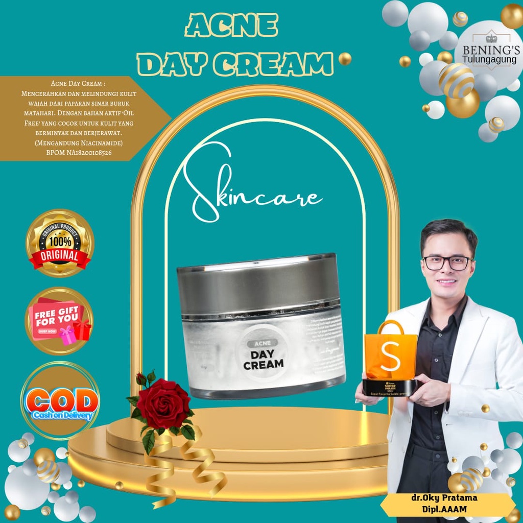 (BENINGS ECER)  ACNE DAY CREAM BENINGS SKINCARE (10g) BY Dr.OKY PRATAMA