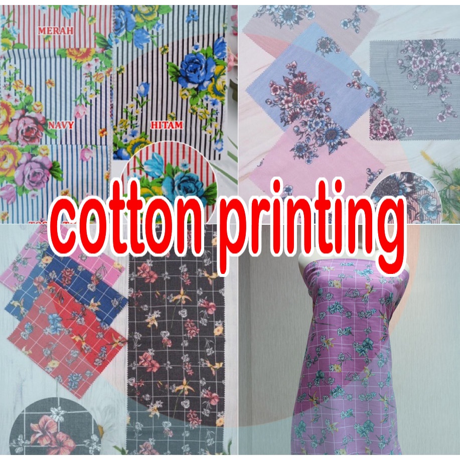 Multi kain bahan cotton katun print murah OB harga per 10 meter subsidi