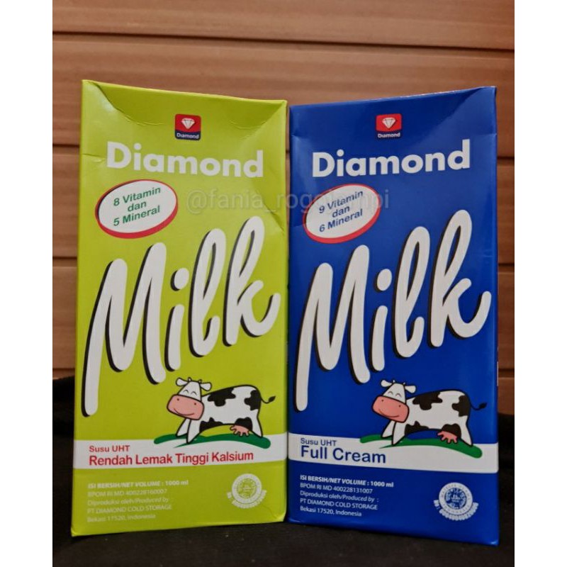 

Susu Cair Diamond UHT (1 liter) Full Cream / Low Fat Rendah Lemak