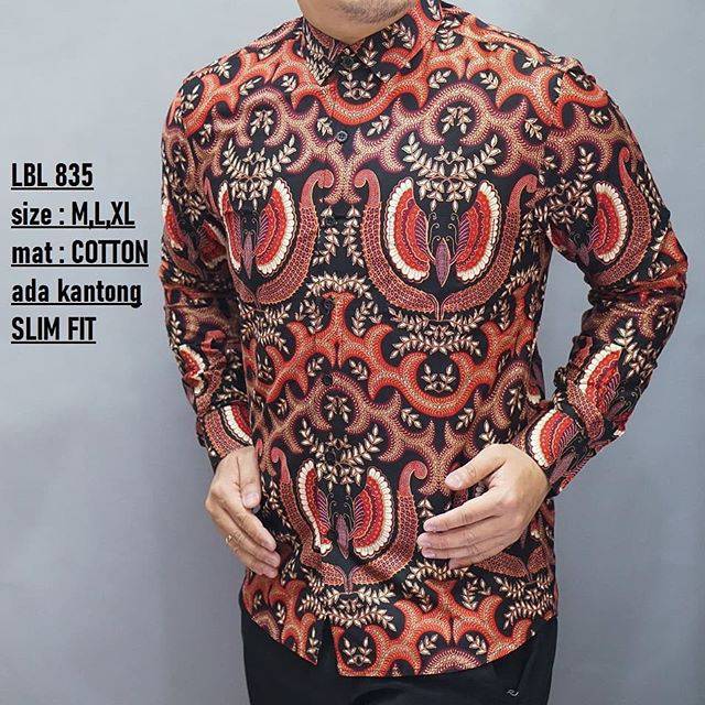 KEMEJA BATIK PRIA MODEL SLIMFIT ASLI MERK LUIGI BATANI ORIGINAL